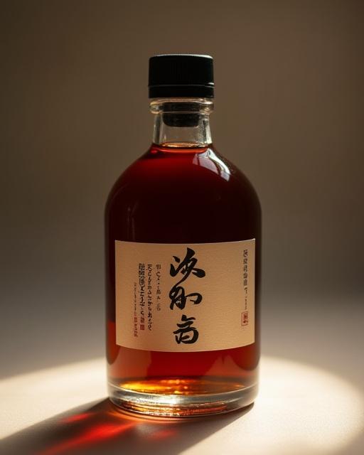 美しいボトルに入ったWani Ryori特製の出汁醤油